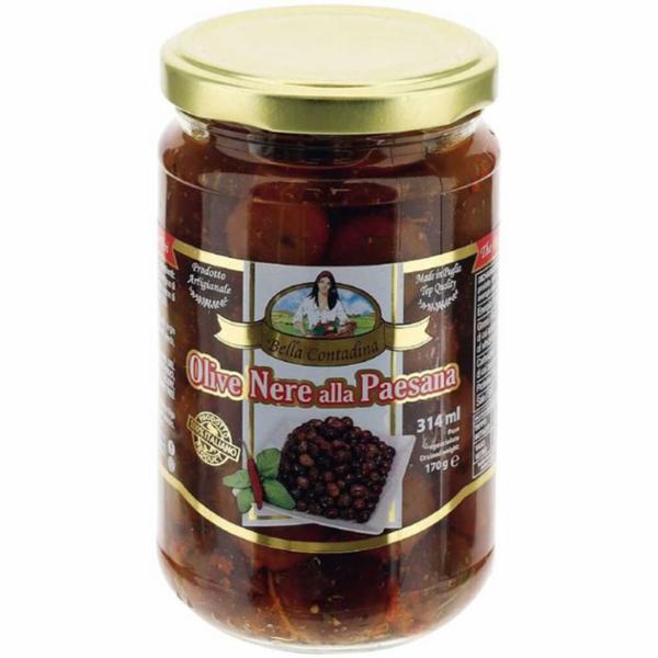 Bella Contadina Olive Nere Intere Conditealla Paesana 290g