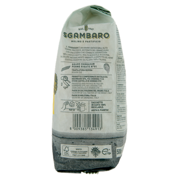 Sgambaro Bio Khorasan Penne Rigate N°91 500 g
