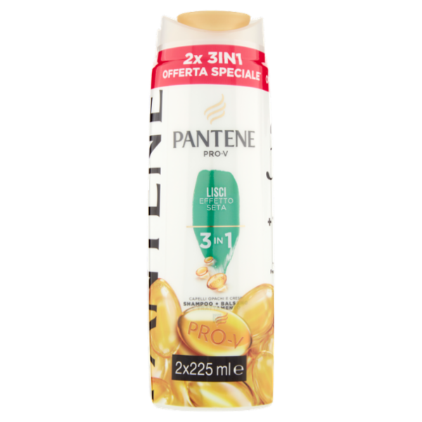 Pantene Pro-V 3in1 Shampoo+Balsamo+Trattamento Lisci Effetto Seta 2x225 ml