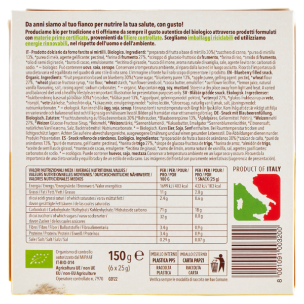 Germinal Bio Snack Mirtilli 6 x 25 g