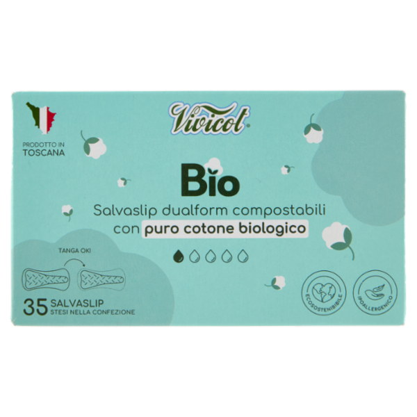 Vivicot Bio Salvaslip dualform compostabili Stesi nella Confezione 35 pz