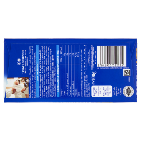 Lindt Gamme Bleue Tavoletta Biscotto al cacao 100 g