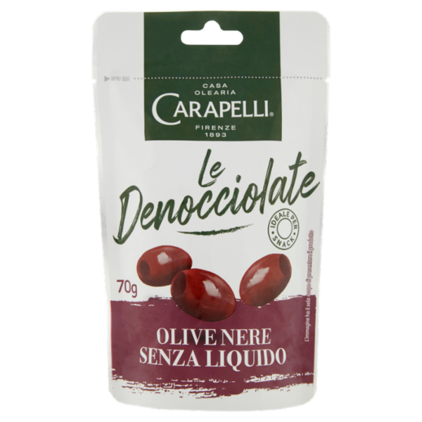 Carapelli le Denocciolate Olive Nere Senza Liquido 70 g