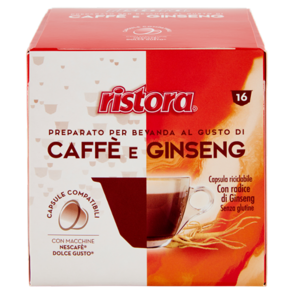 ristora Caffè e Ginseng Capsule Compatibili con Macchine Nescafè Dolce Gusto 16 x 13 g