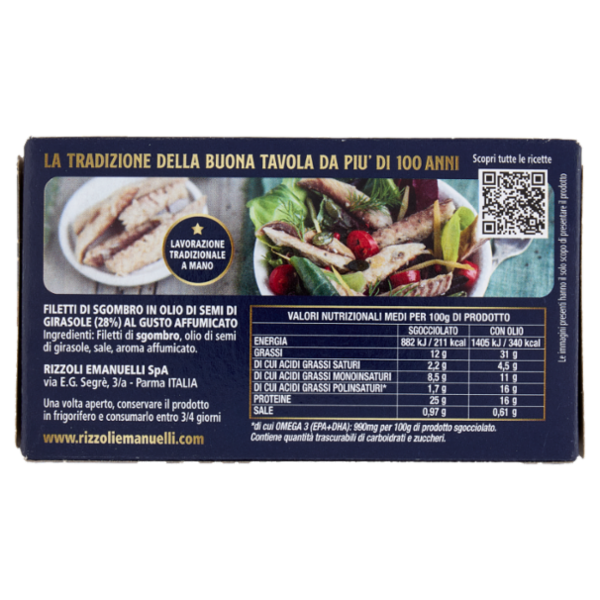 Rizzoli Filetti di Sgombro Gusto Affumicato 90 g