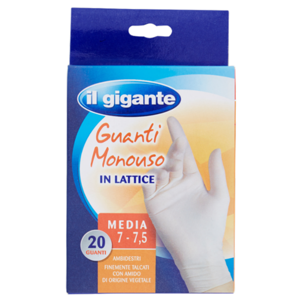 IL GIGANTE Guanti Monouso in Lattice Media 7 - 7,5 20 Guanti