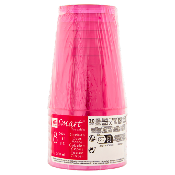 Smart Reusable Bicchieri Fuchsia 300 ml 8 pz