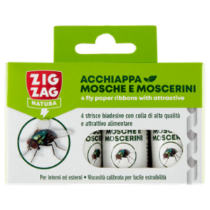 Zig Zag Natura Acchiappa Mosche e Moscerini Strisce Biadesive 4 Pz