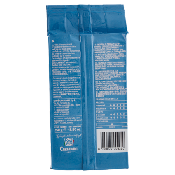 Cartapani Decaffeinato Macinatura per Moka 250 g