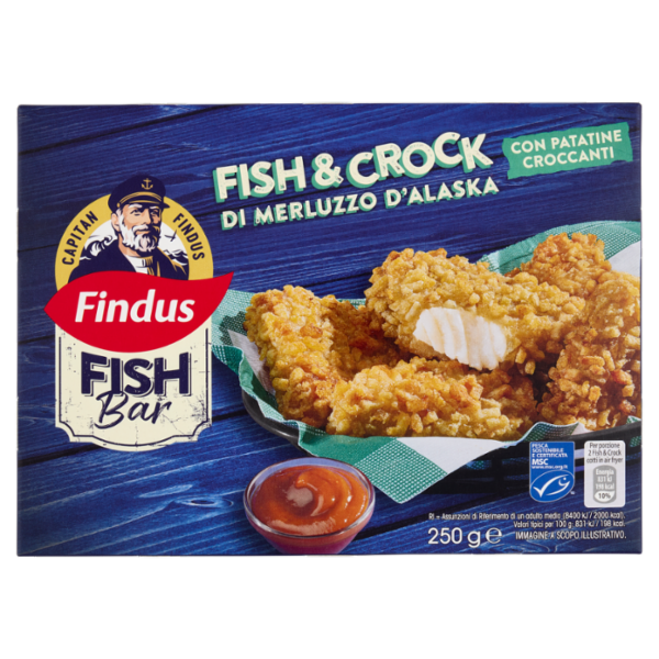 Capitan Findus Fish Bar Fish & Crock Merluzzo D'Alaska con Patatine Croccanti 250 g
