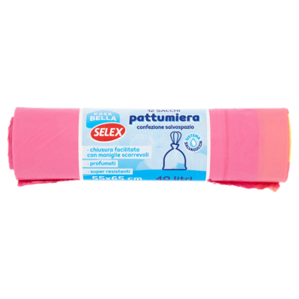 Selex Casa Bella Sacchi Pattumiera Maxi Antigoccia Rosa con Maniglie Cm 55X65 12 pezzi