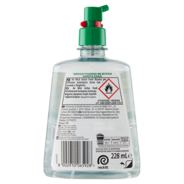 Air Wick Active Fresh Ricarica per Diffusore Automatico Lavanda Profumatore per ambiente 228 ml