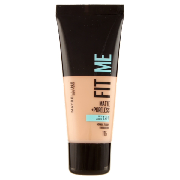 Maybelline New York Fondotinta Fit Me Matte&Poreless, Finish Opacizzante, 115 Ivory 30 ml