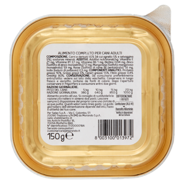 Selex Amico Mio Paté per Cane con Agnello e Selvaggina 150 g