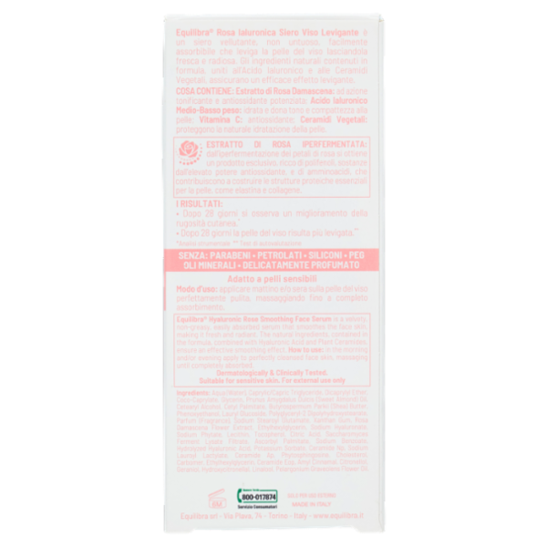 equilibra Rosa Ialuronica Siero Viso Levigante 30 ml