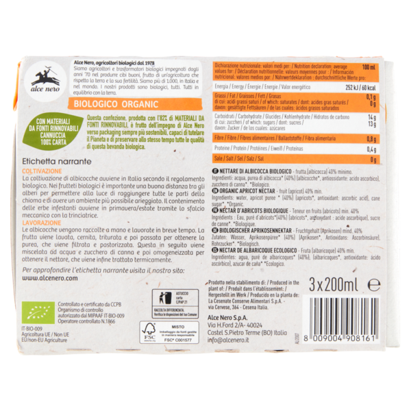 alce nero Nettare di Albicocca 3 x 200 ml