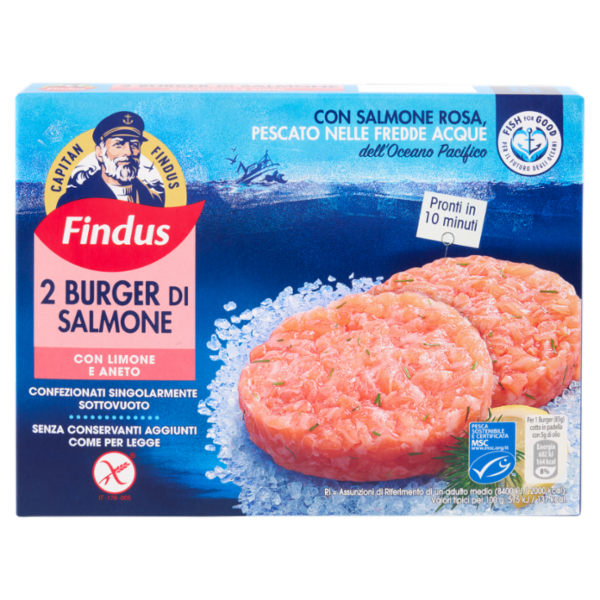 Capitan Findus 2 Burger di Salmone con limone e aneto 170 g