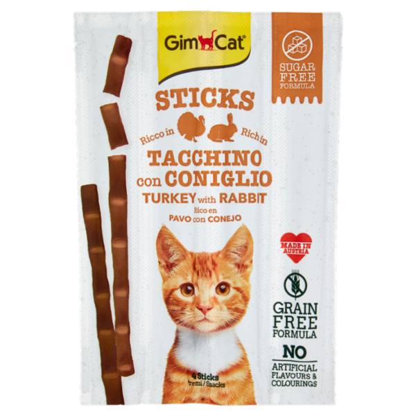 GimCat Sticks Ricco in Tacchino con Coniglio 4 Sticks 20 g