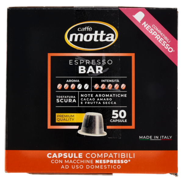 caffè motta Espresso Bar Capsule Compatibili con Macchine Nespresso 50 x 5,5 g