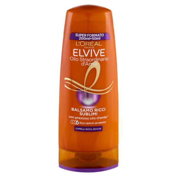Elvive Olio Straordinario d'Amla Balsamo Ricci Sublimi, per Capelli Ricci e Secchi, 250 ml