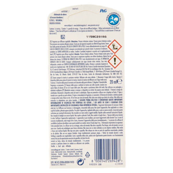 Ambi Pur Profumatore per Ambienti Elettrico, Deodorante, Oro e Fiori di Vaniglia, Ricarica 20ml