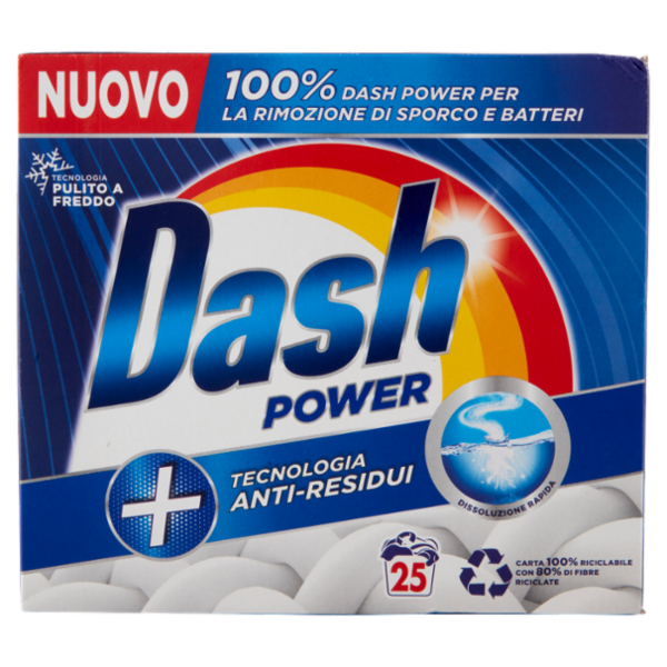 Dash Detersivo Lavatrice Polvere per Bucato Power Tecnologia Anti-Residui 25 Lavaggi 1500 g