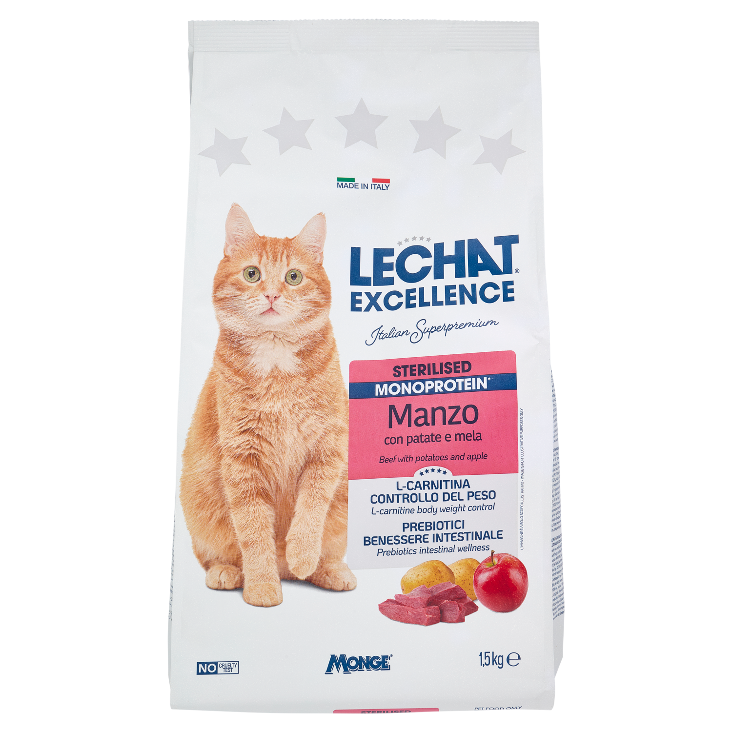 Le Chat Excellence Sterilised Monoprotein Manzo Con Patate e Mela 1,5 Kg