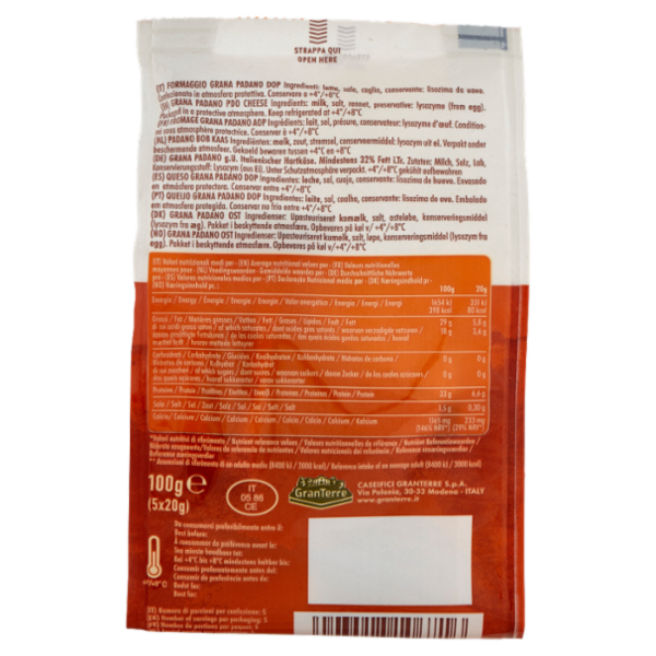 Granterre Snack di Grana Padano DOP 5 x 20 g