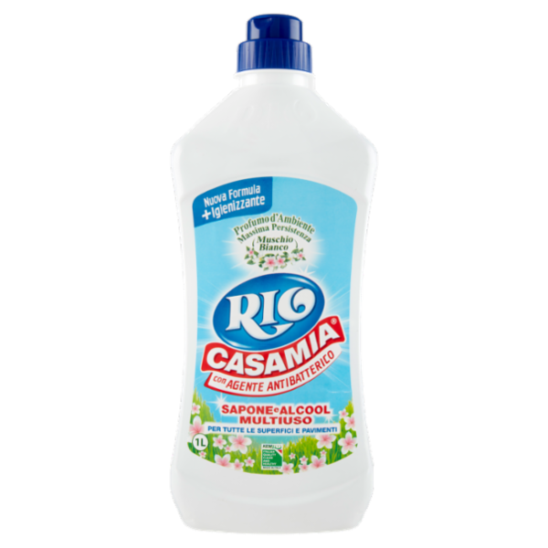 Rio Casamia con Agente Antibatterico Sapone Sapone e Alcool Multiuso Muschio Bianco 1000 ml