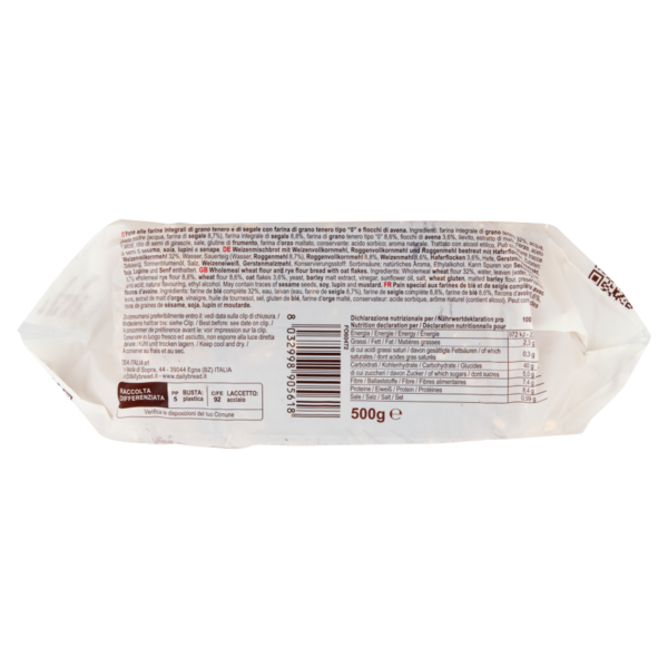 DailyBread Integrale Pane con Fiocchi d'Avena 500 g
