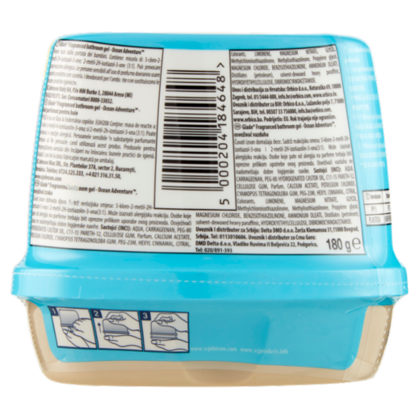 Glade Gel Bagno, Profumatore per Ambienti, Fragranza Ocean Adventure 180g