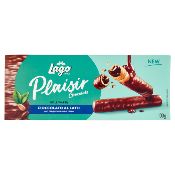 Lago Plaisir Chocolate Roll Wafer Cioccolato al Latte con pregiata crema al cacao 100 g