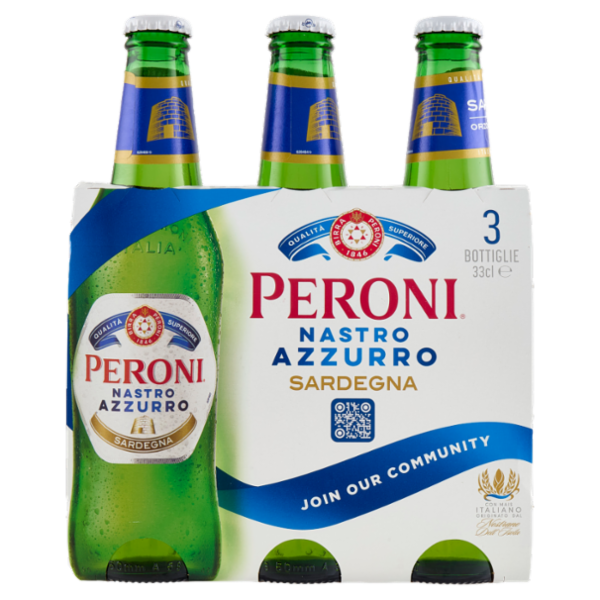 Peroni Nastro Azzurro Sardegna Birra 3 x 33 cl