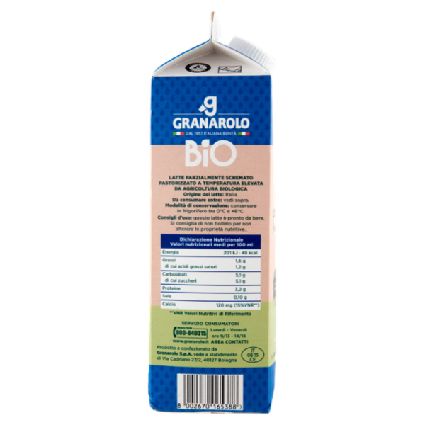 Granarolo Bio Latte Biologico Parzialmente Scremato 1 L