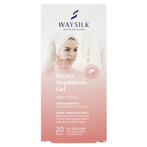 Waysilk Strisce Depilatorie Gel Viso e Collo 20 pz + 4 Salviette