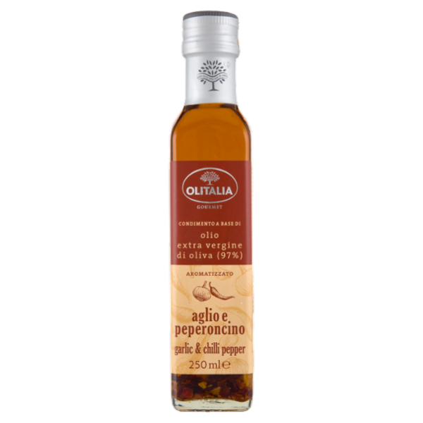 Olitalia Gourmet Condimento a Base di olio extra vergine di oliva (97%) aglio e peperoncino 250 ml