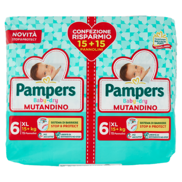Pampers Baby-dry Mutandino XL 15 + 15 pz