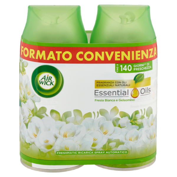 Air Wick Freshmatic Bipacco Fresia Bianca e Gelsomino Spray Automatico per Ambienti Ricarica 2 x 250