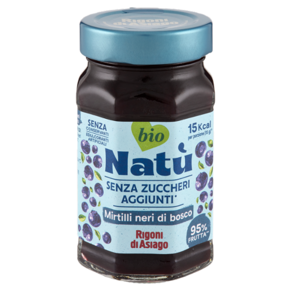 Rigoni di Asiago Natù Senza Zuccheri Aggiunti° Mirtilli neri di bosco bio 240 g