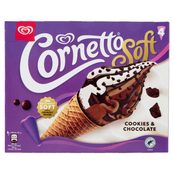 Cornetto Soft Cookies & Chocolate 4 x 81 g