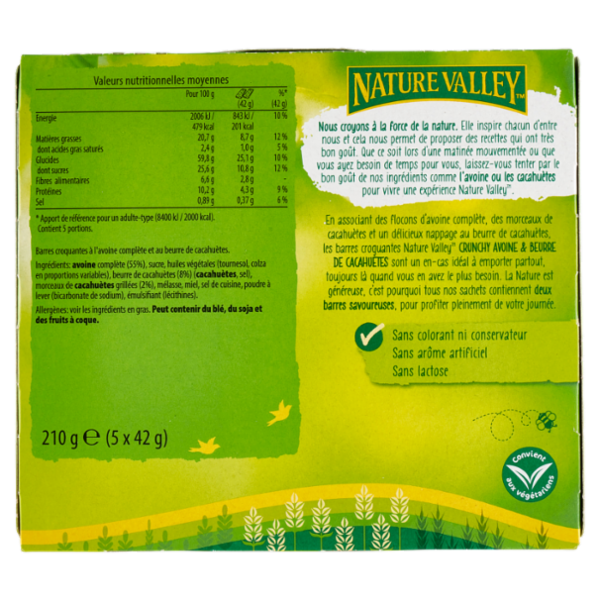 Nature Valley Crunchy Avoine & Beurre de Cacahuètes 5 x 42 g