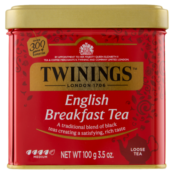 Twinings English Breakfast Tea Tè Nero classico Sfuso in latta The 100 g