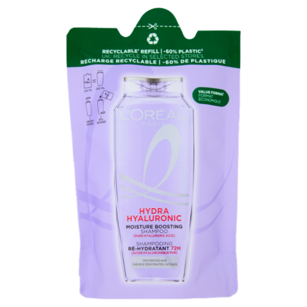 L'Oréal Paris Hydra Hyaluronic Eco-Ricarica Shampoo per Capelli Disidratati 250 ml