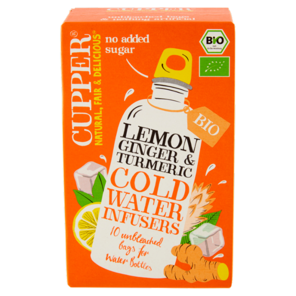 CUPPER Infuso a freddo Biologico di Limone, Zenzero e Curcuma 10 bustine