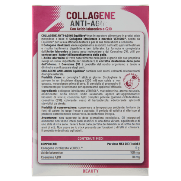 equilibra Collagene Anti-Aging con Acido Ialuronico e Q10 14 Stick monodose 140 g