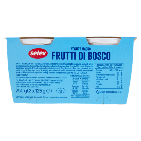Selex Yogurt Magro Frutti di Bosco 2x125 g