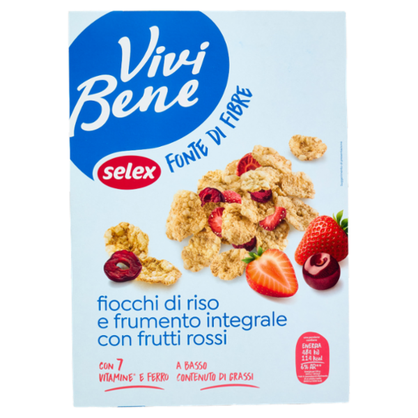 Selex Vivi Bene Fiocchi di Riso e Frumento Integrale con Frutti Rossi 300 g