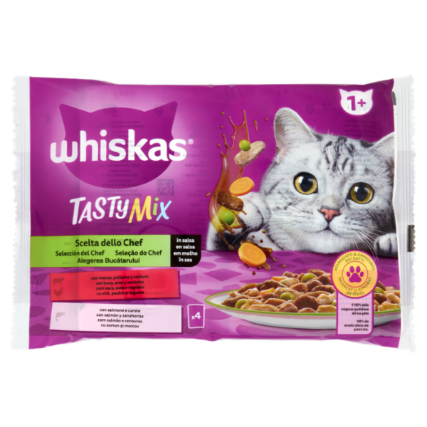Whiskas Tasty Mix Scelta dello Chef Cibo Umido Gatto in salsa 4x85g