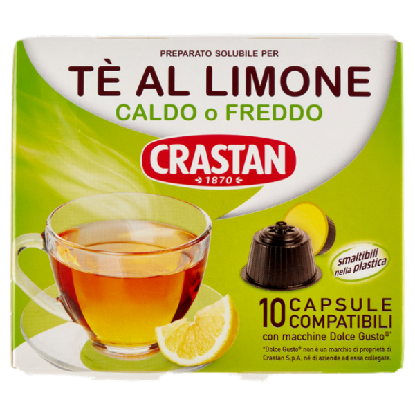 Crastan Preparato Solubile per Tè al Limone Capsule Compatibili con macchine Dolce Gusto 10 x 12 g