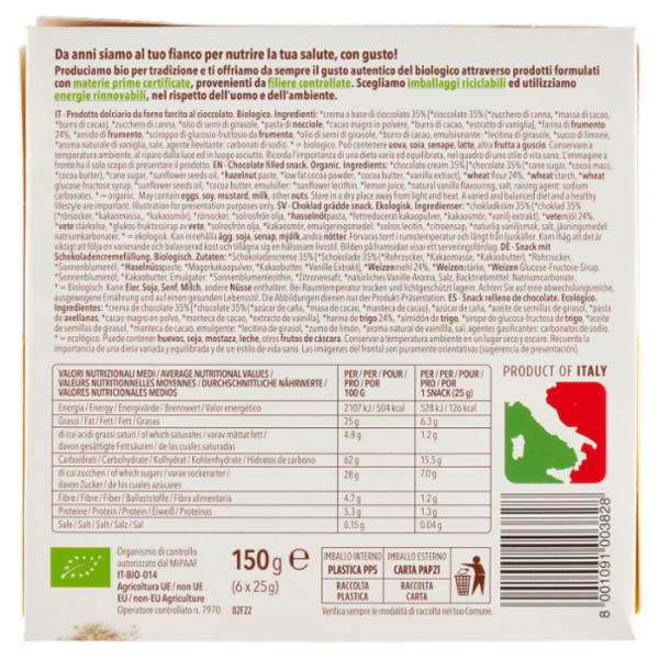 Germinal Bio Snack Cioccolato 6 x 25 g